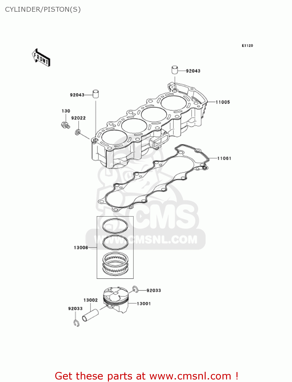 CYLINDER/PISTON(S) ZX600K1 NINJA ZX6RR 2003 USA CALIFORNIA CANADA