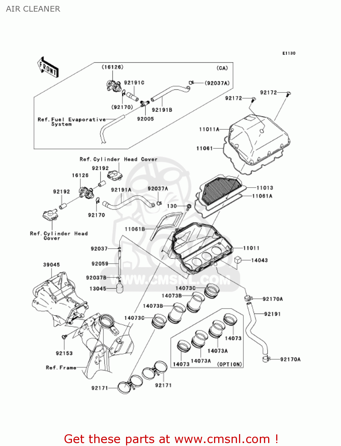 AIR CLEANER ZX600K1 NINJA ZX6RR 2003 USA CALIFORNIA CANADA