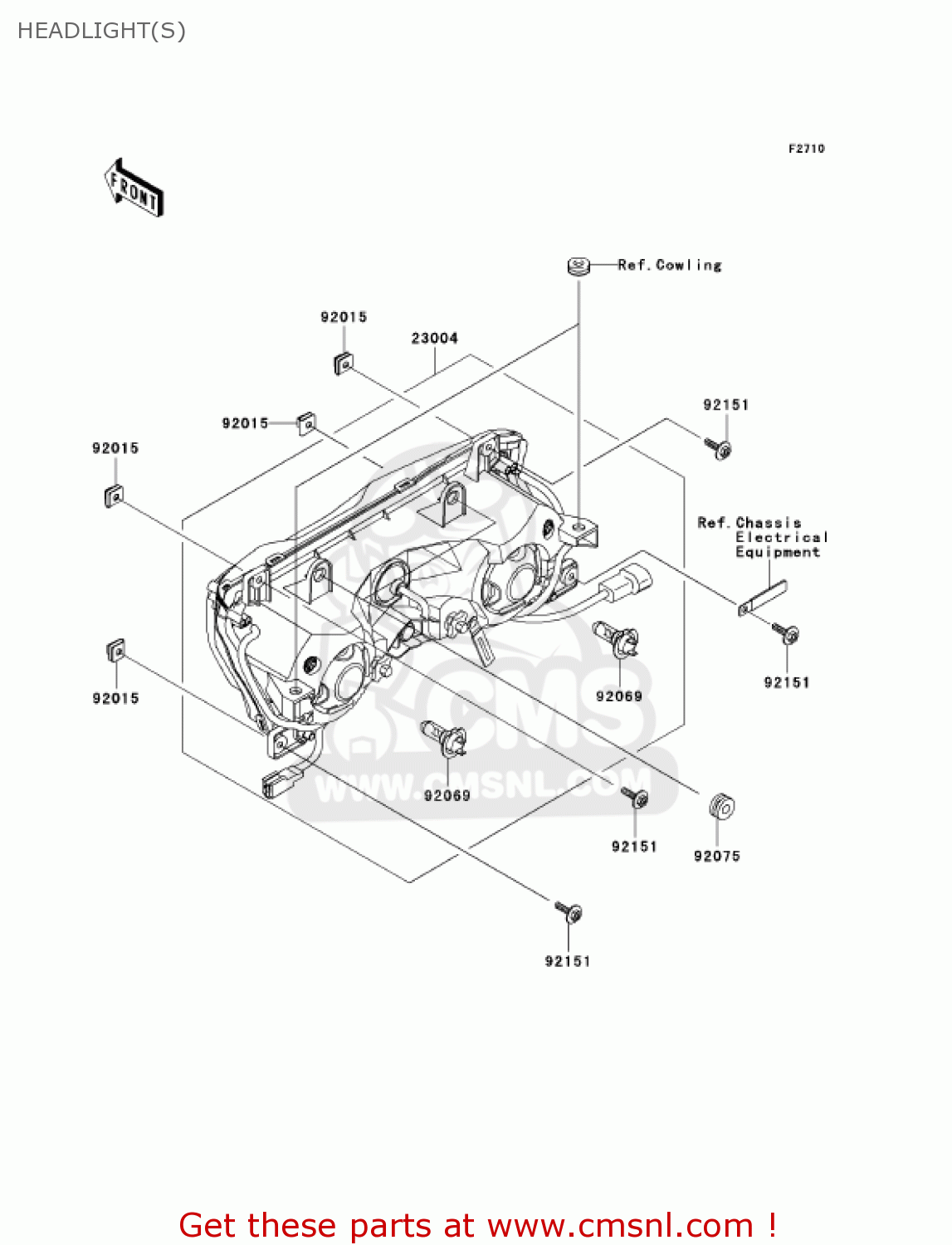 HEADLIGHT(S) ZX600K1 NINJA ZX6RR 2003 USA CALIFORNIA CANADA