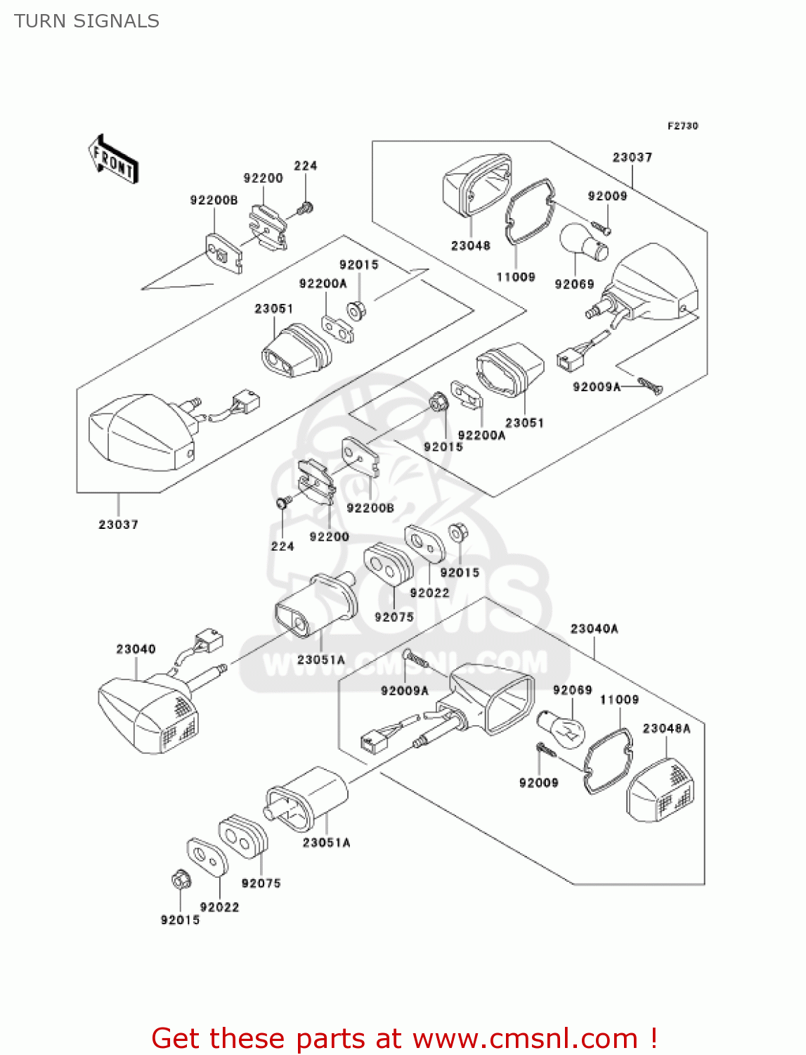 TURN SIGNALS ZX600K1 NINJA ZX6RR 2003 USA CALIFORNIA CANADA