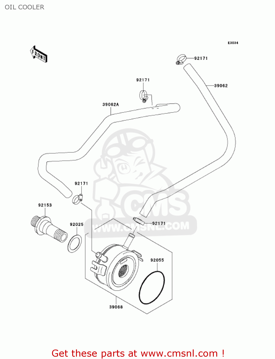 OIL COOLER ZX600K1 NINJA ZX6RR 2003 USA CALIFORNIA CANADA