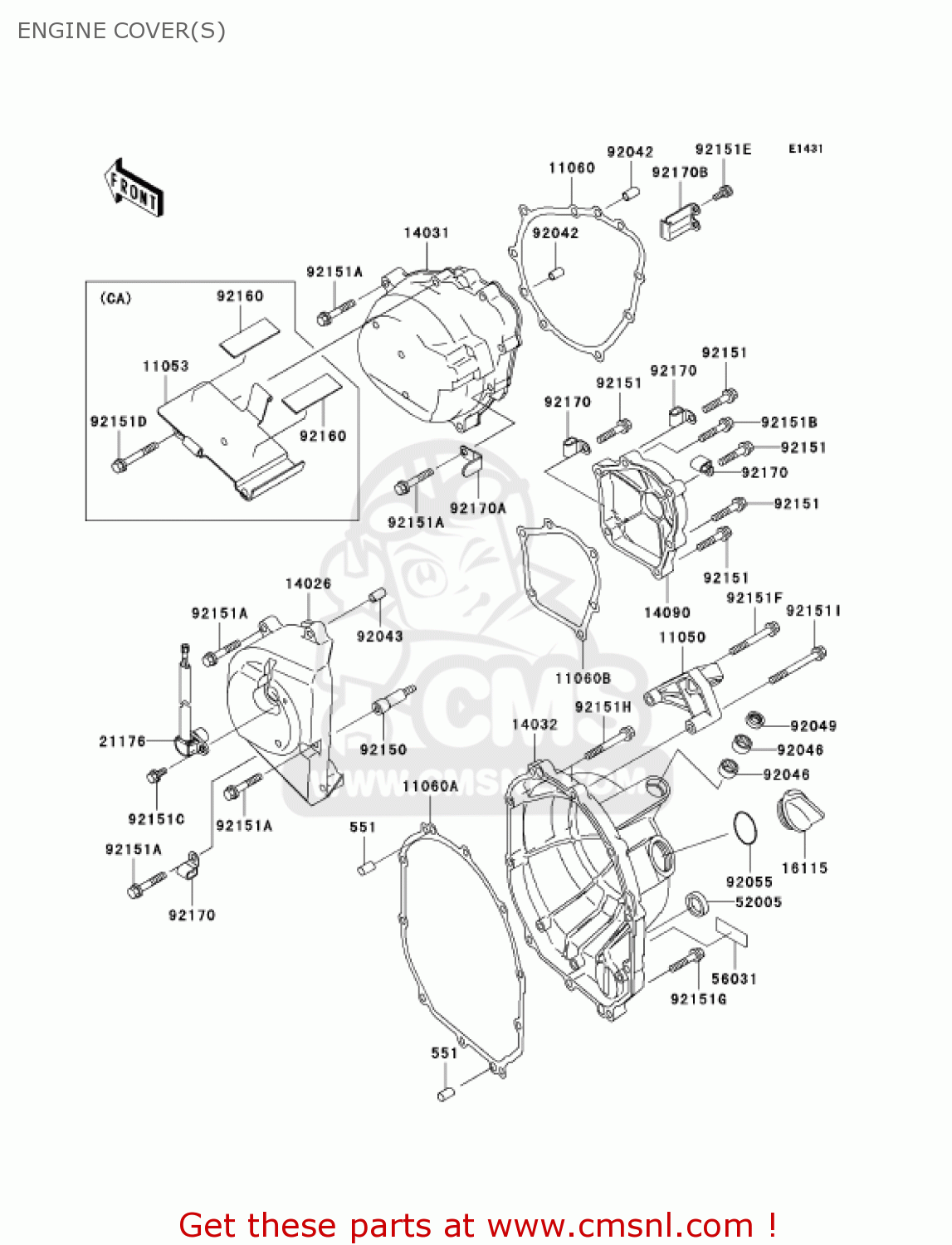 ENGINE COVER(S) ZX600K1 NINJA ZX6RR 2003 USA CALIFORNIA CANADA