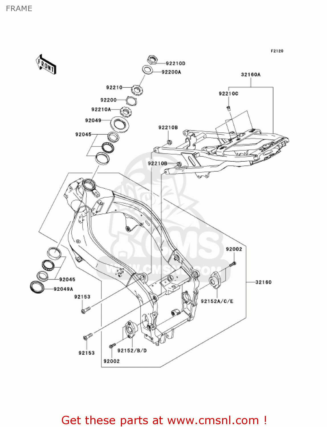 FRAME ZX600K1 NINJA ZX6RR 2003 USA CALIFORNIA CANADA