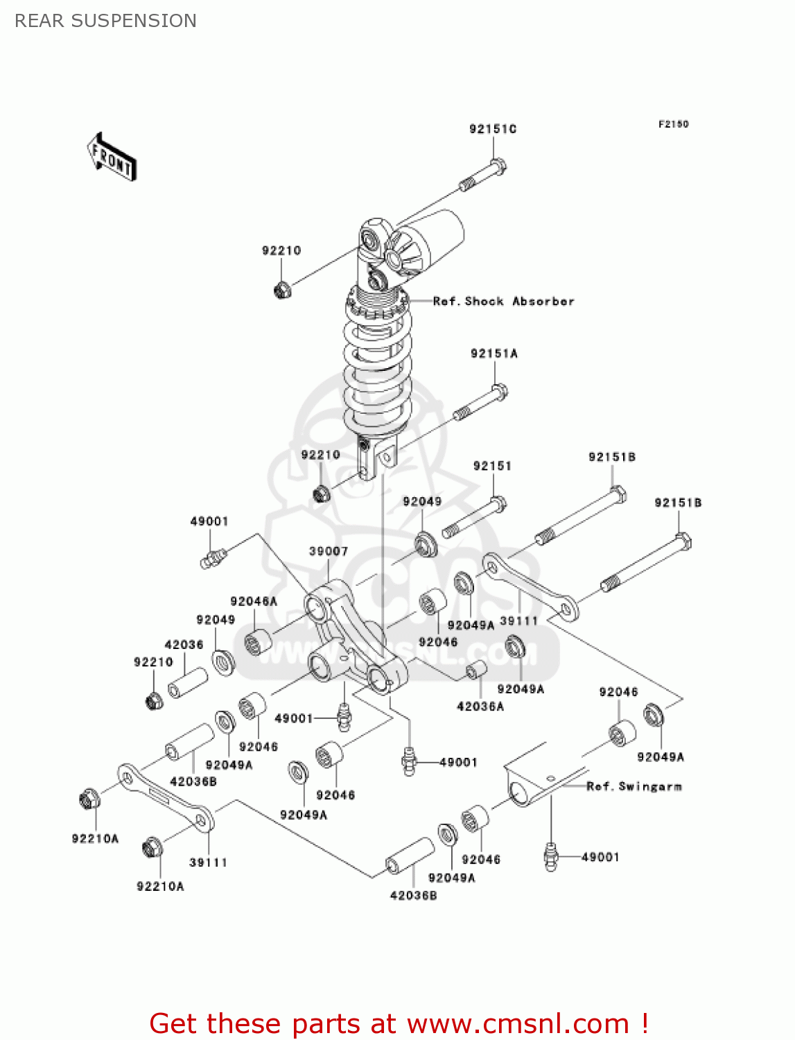 REAR SUSPENSION ZX600K1 NINJA ZX6RR 2003 USA CALIFORNIA CANADA