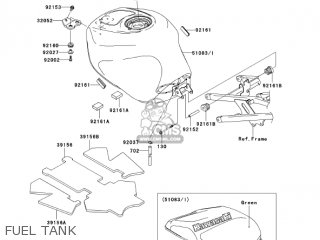 FUEL TANK - ZX600K1 NINJA ZX6RR 2003 USA CALIFORNIA CANADA