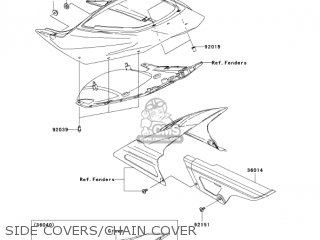 SIDE COVERS/CHAIN COVER - ZX600K1 NINJA ZX6RR 2003 USA CALIFORNIA CANADA