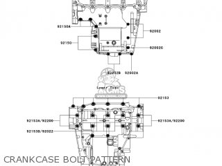 CRANKCASE BOLT PATTERN - ZX600K1 NINJA ZX6RR 2003 USA CALIFORNIA CANADA