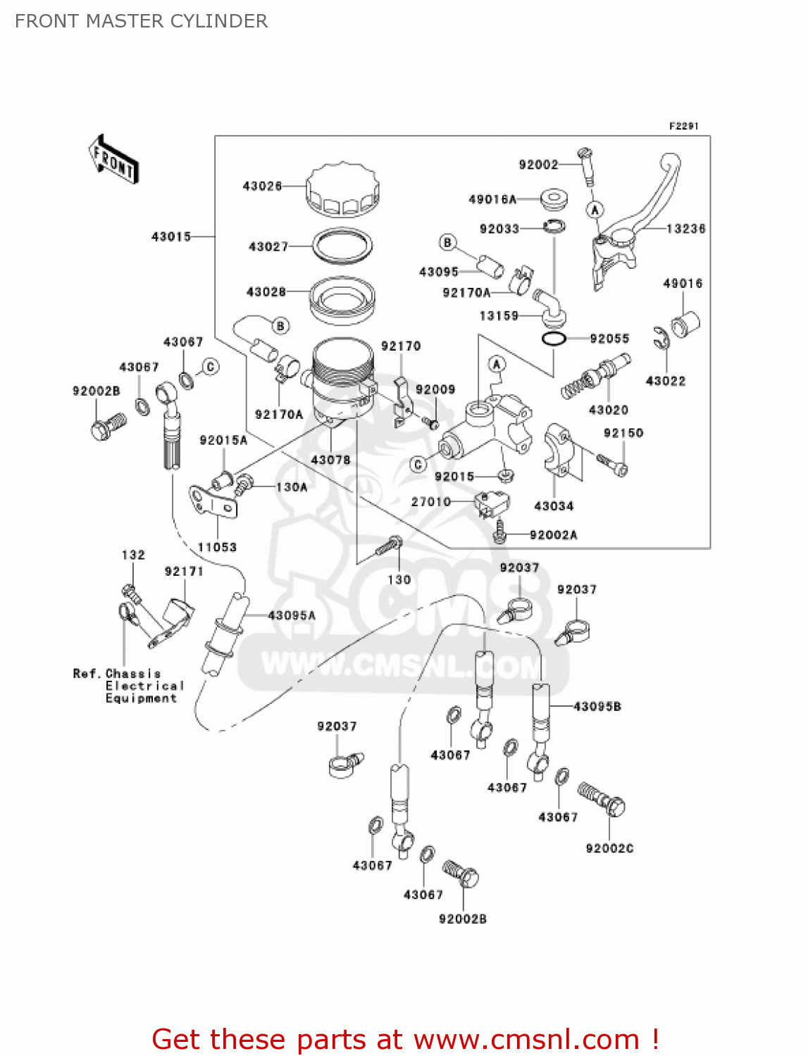 FRONT MASTER CYLINDER ZX600M1 NINJA ZX6RR 2004 USA CALIFORNIA CANADA