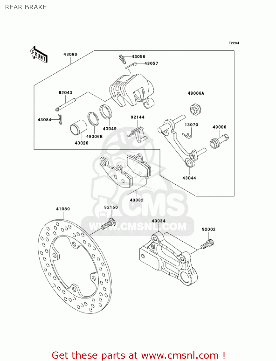 REAR BRAKE ZX600M1 NINJA ZX6RR 2004 USA CALIFORNIA CANADA