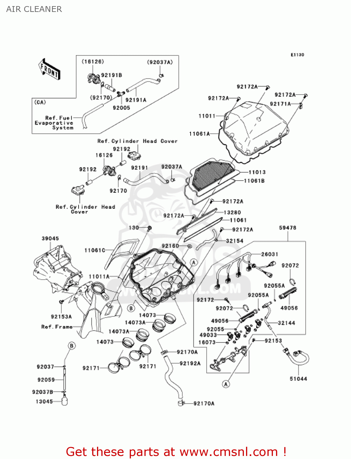 AIR CLEANER ZX600M1 NINJA ZX6RR 2004 USA CALIFORNIA CANADA
