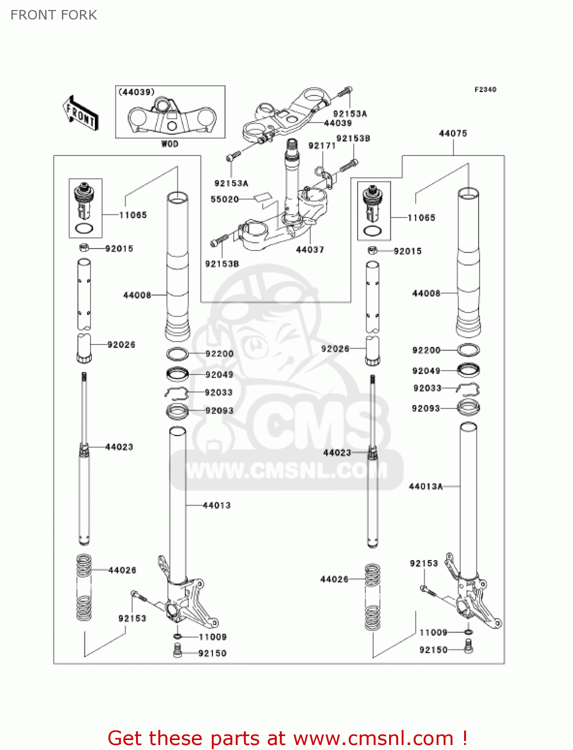 FRONT FORK ZX600M1 NINJA ZX6RR 2004 USA CALIFORNIA CANADA
