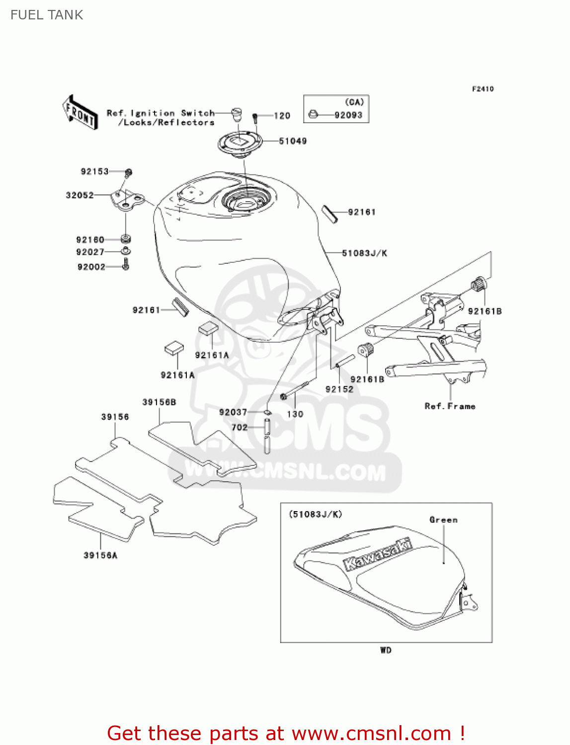 FUEL TANK ZX600M1 NINJA ZX6RR 2004 USA CALIFORNIA CANADA