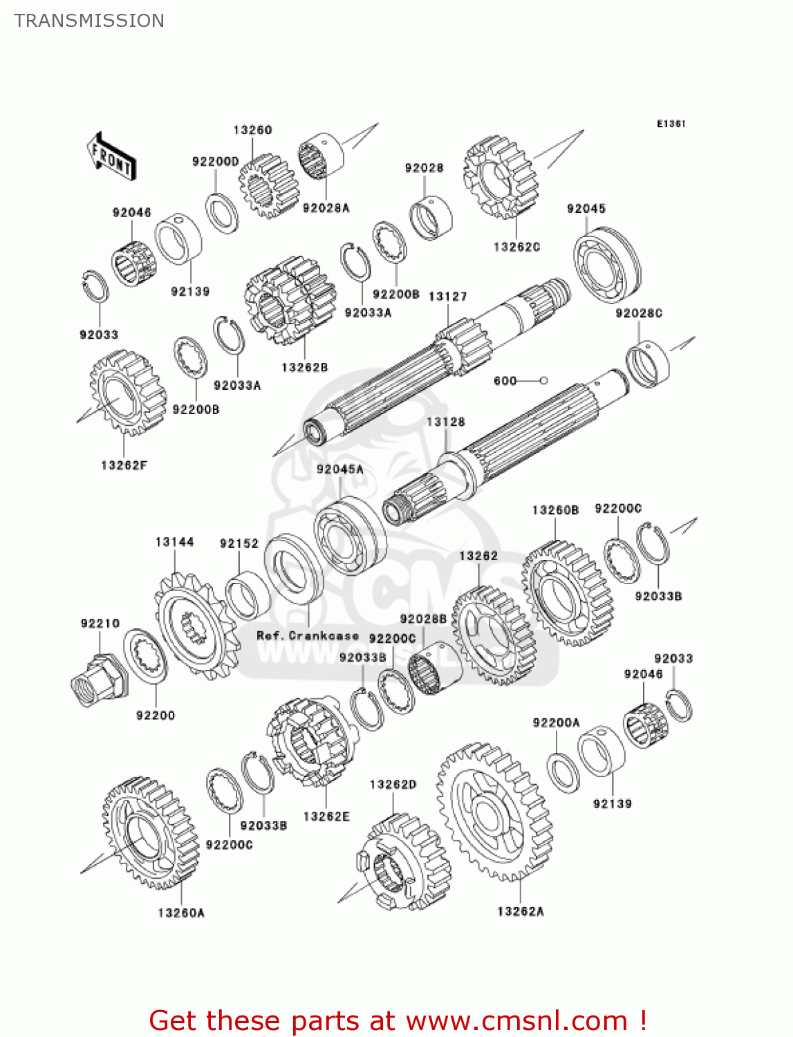 TRANSMISSION ZX600M1 NINJA ZX6RR 2004 USA CALIFORNIA CANADA
