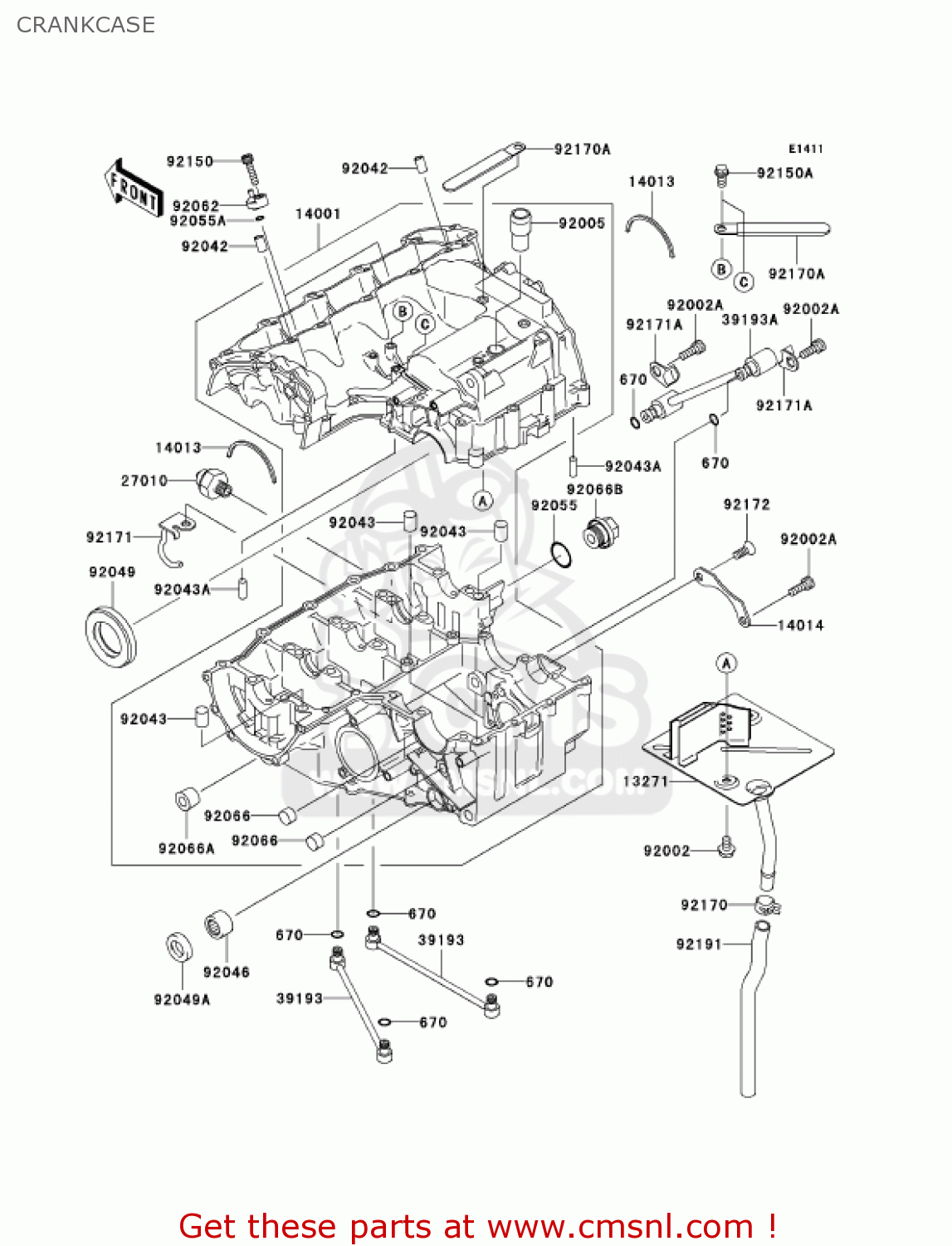 CRANKCASE ZX600M1 NINJA ZX6RR 2004 USA CALIFORNIA CANADA