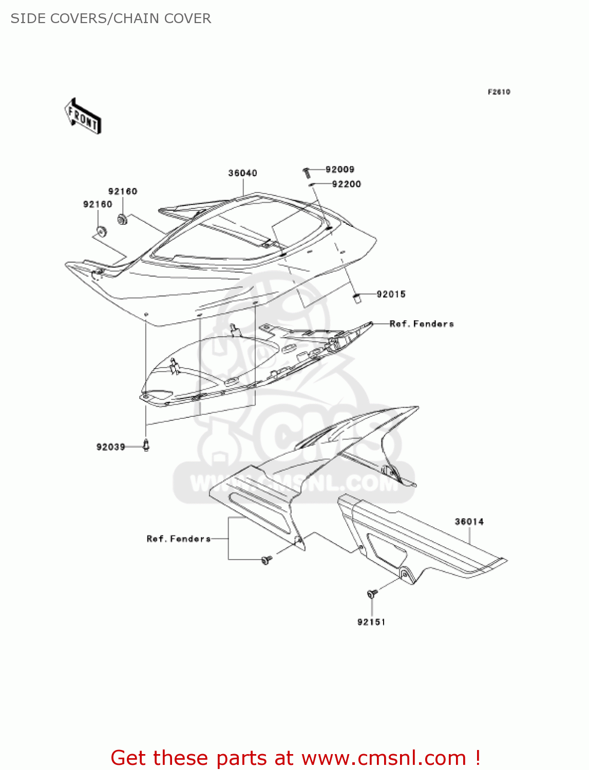 SIDE COVERS/CHAIN COVER ZX600M1 NINJA ZX6RR 2004 USA CALIFORNIA CANADA