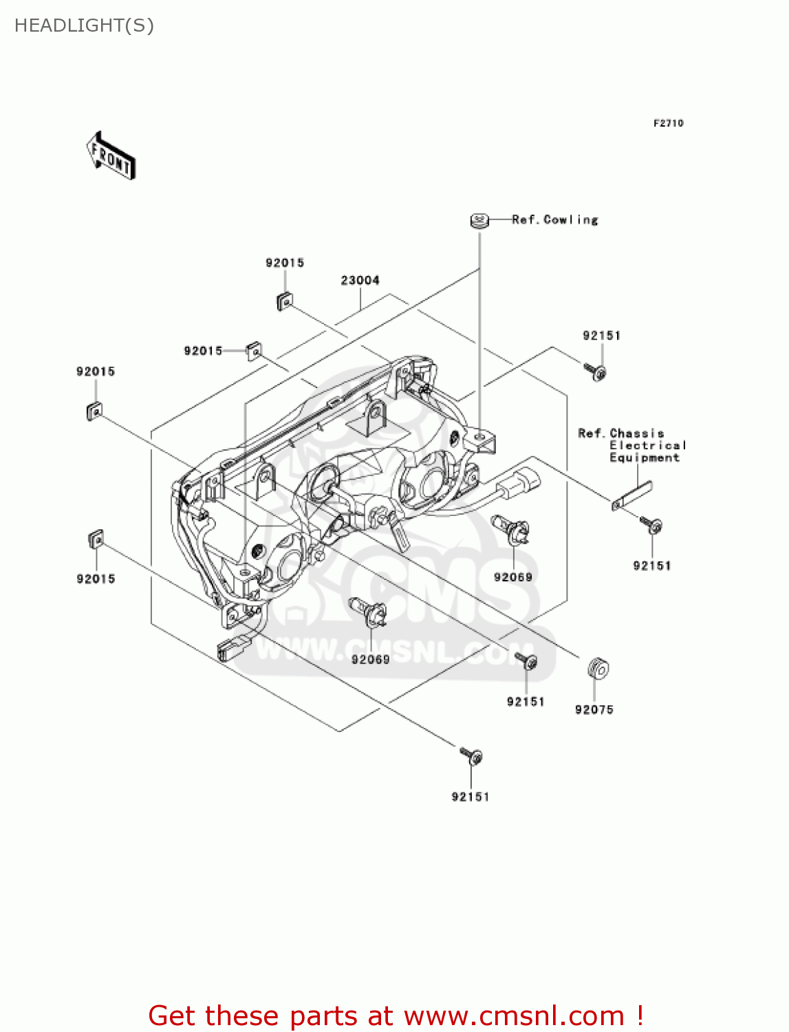 HEADLIGHT(S) ZX600M1 NINJA ZX6RR 2004 USA CALIFORNIA CANADA