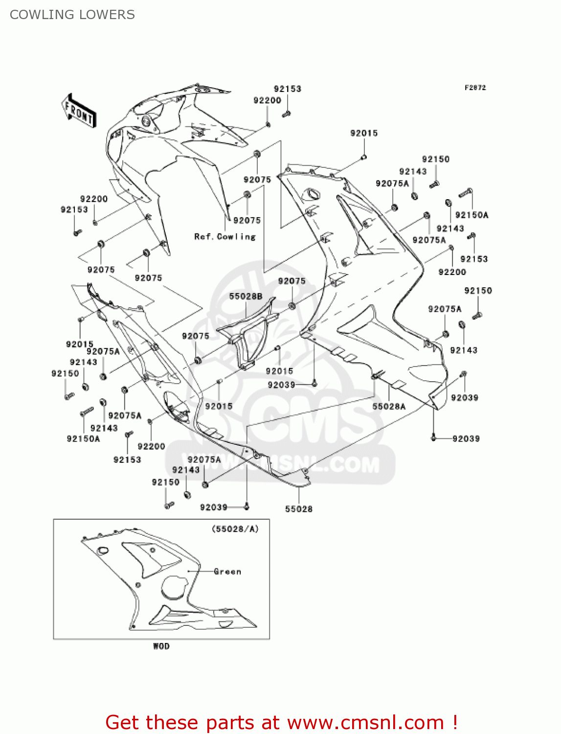 COWLING LOWERS ZX600M1 NINJA ZX6RR 2004 USA CALIFORNIA CANADA