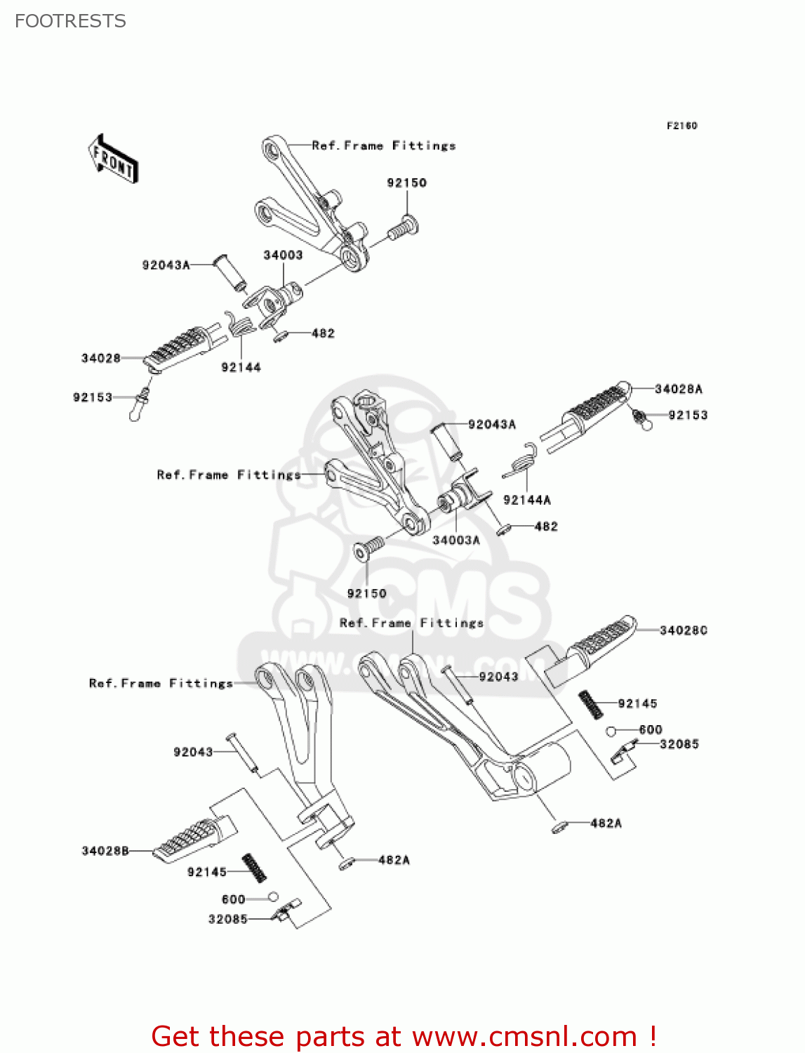 FOOTRESTS ZX600M1 NINJA ZX6RR 2004 USA CALIFORNIA CANADA