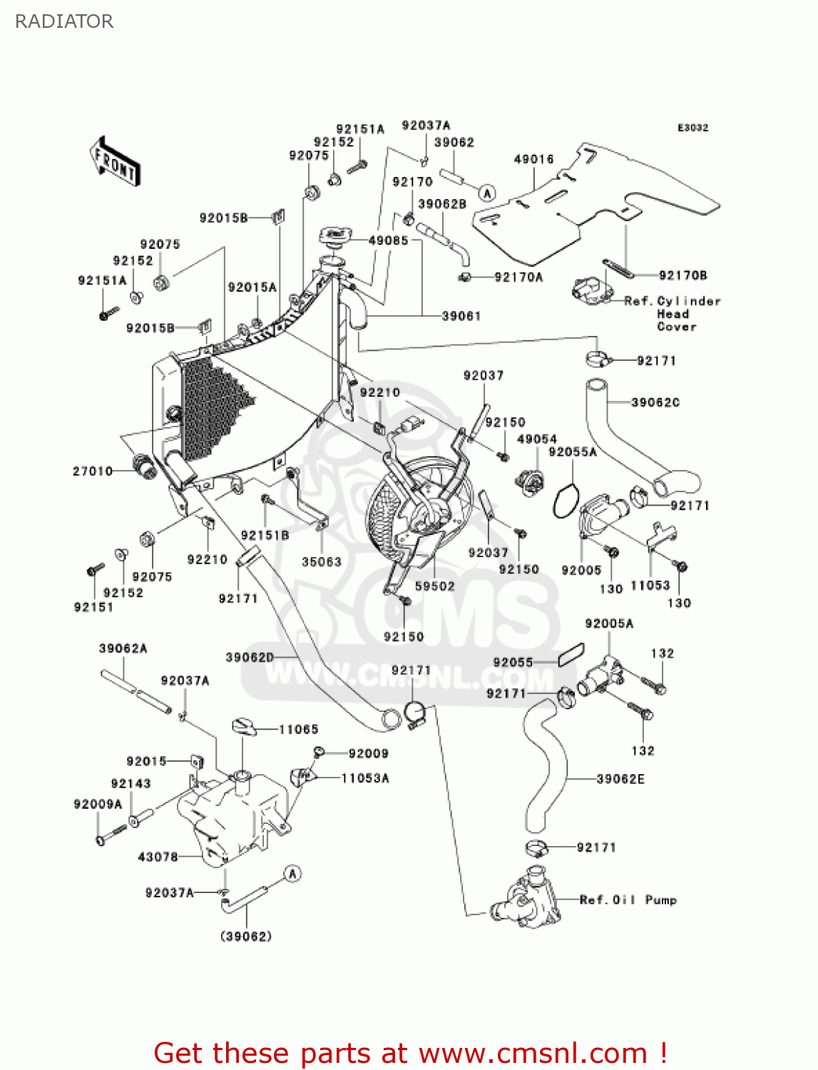 RADIATOR ZX600M1 NINJA ZX6RR 2004 USA CALIFORNIA CANADA