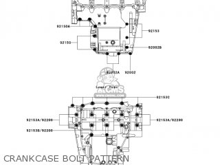 CRANKCASE BOLT PATTERN - ZX600M1 NINJA ZX6RR 2004 USA CALIFORNIA CANADA