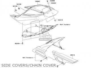 SIDE COVERS/CHAIN COVER - ZX600M1 NINJA ZX6RR 2004 USA CALIFORNIA CANADA