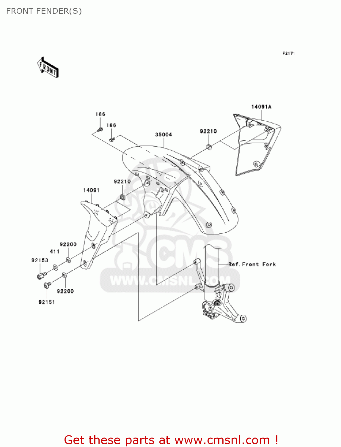 FRONT FENDER(S) ZX600N1 NINJA ZX6RR 2005 USA CALIFORNIA CANADA