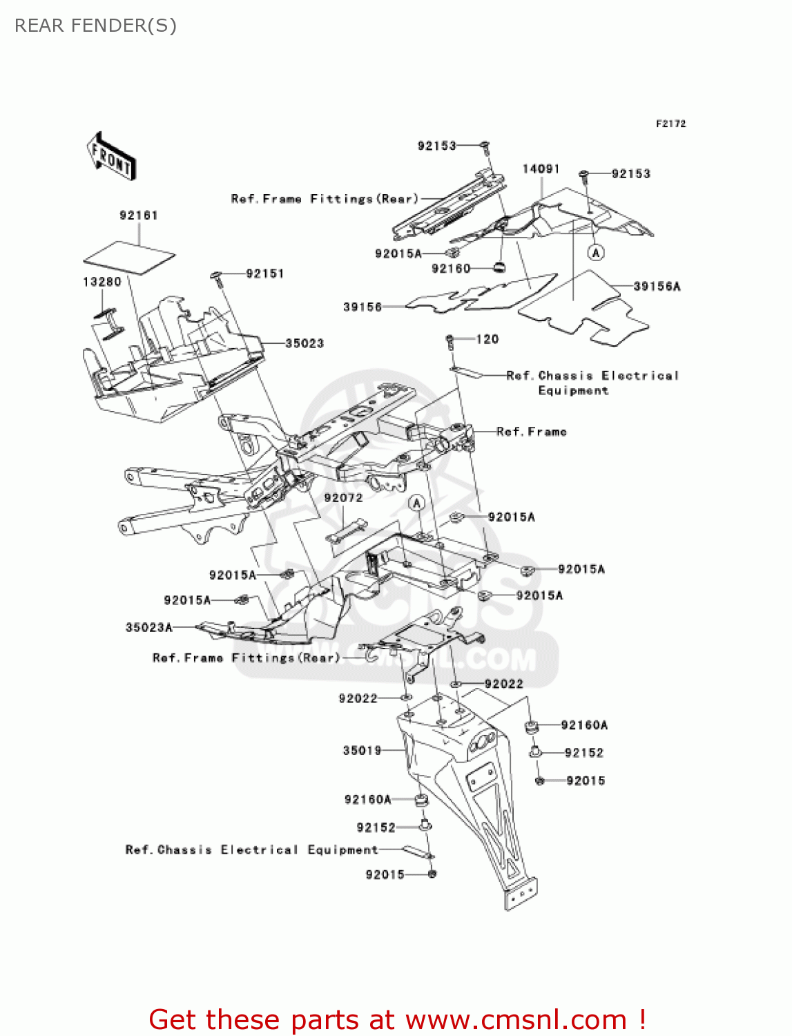 REAR FENDER(S) ZX600N1 NINJA ZX6RR 2005 USA CALIFORNIA CANADA