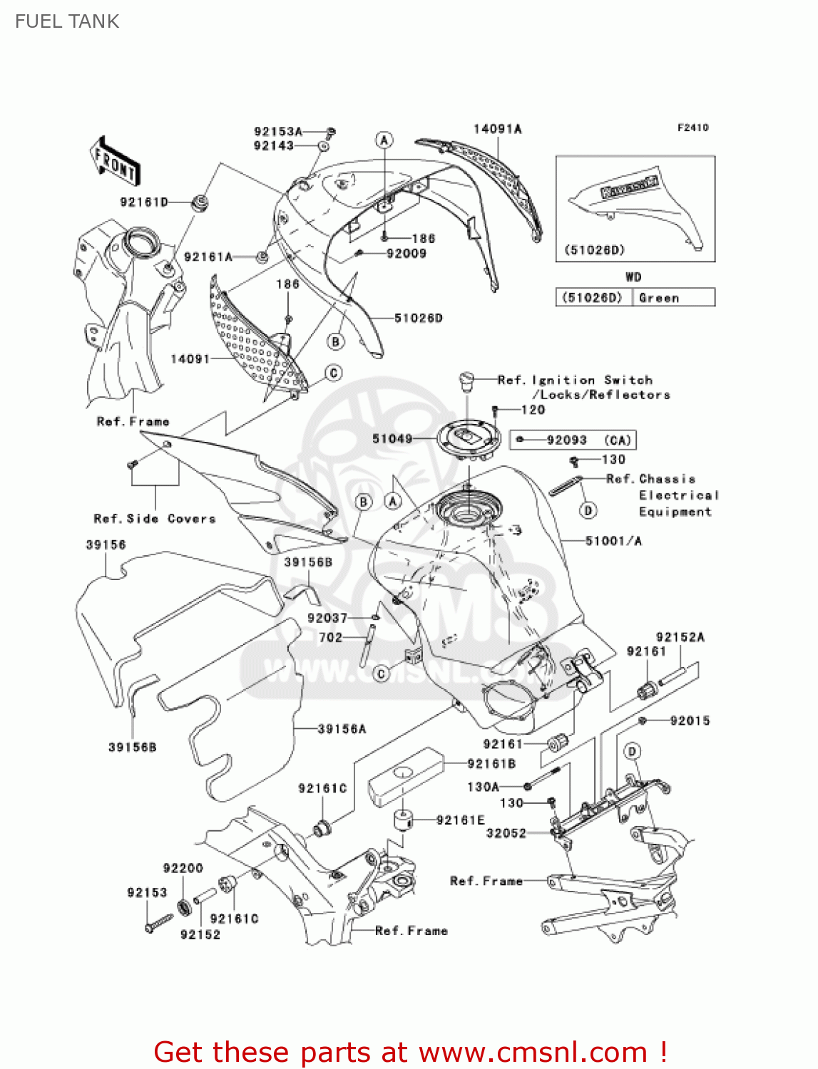 FUEL TANK ZX600N1 NINJA ZX6RR 2005 USA CALIFORNIA CANADA