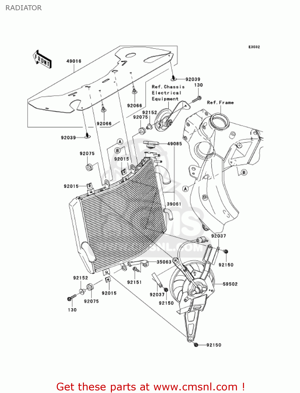 RADIATOR ZX600N1 NINJA ZX6RR 2005 USA CALIFORNIA CANADA