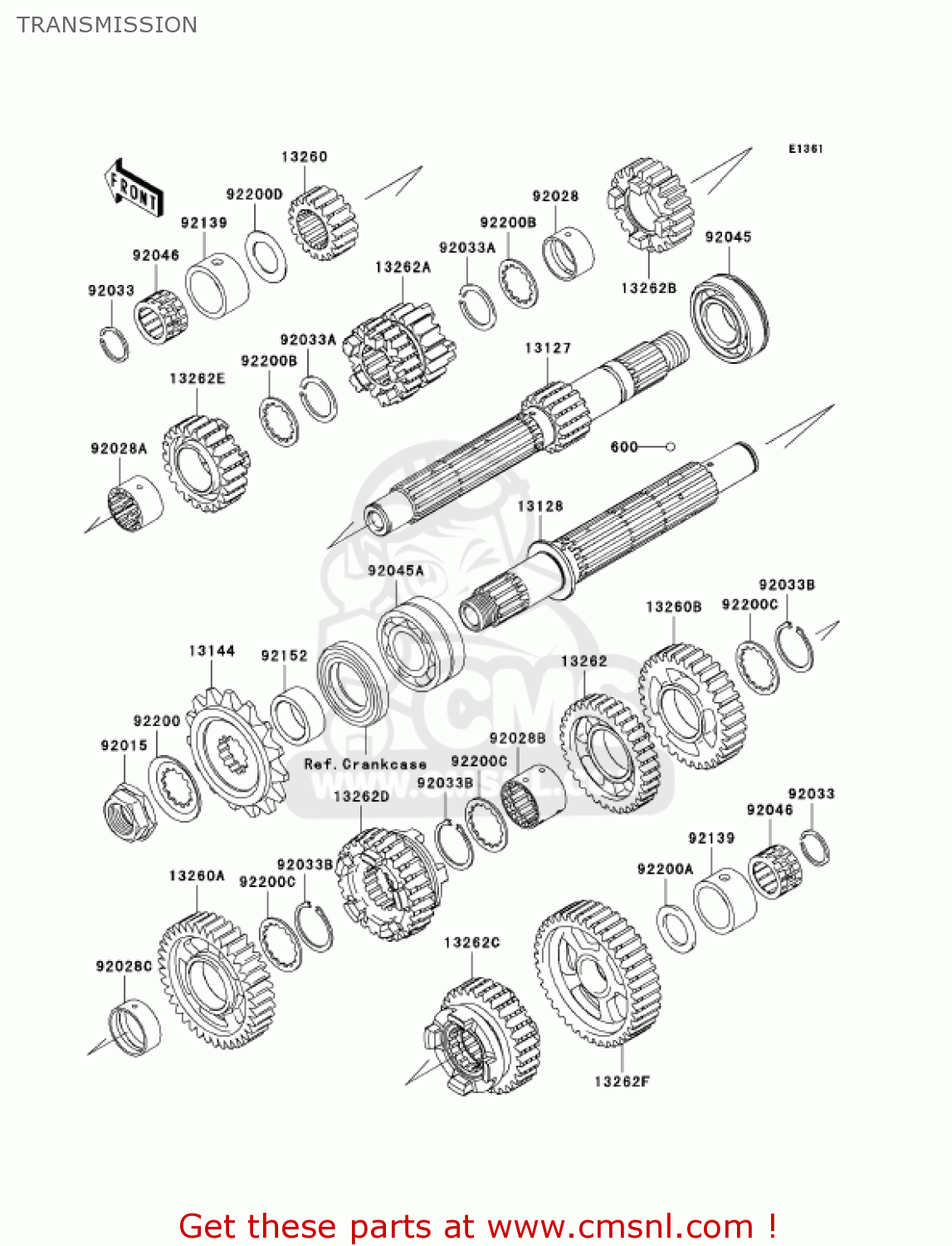 TRANSMISSION ZX600N1 NINJA ZX6RR 2005 USA CALIFORNIA CANADA