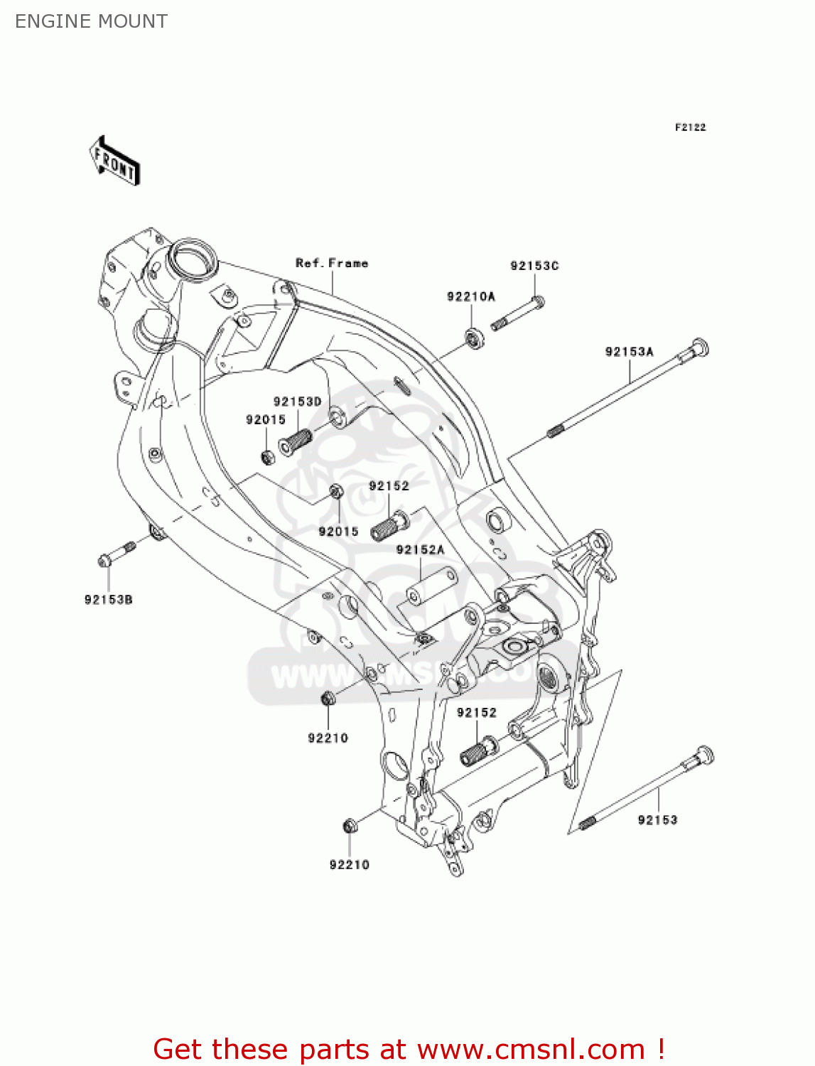 ENGINE MOUNT ZX600N1 NINJA ZX6RR 2005 USA CALIFORNIA CANADA