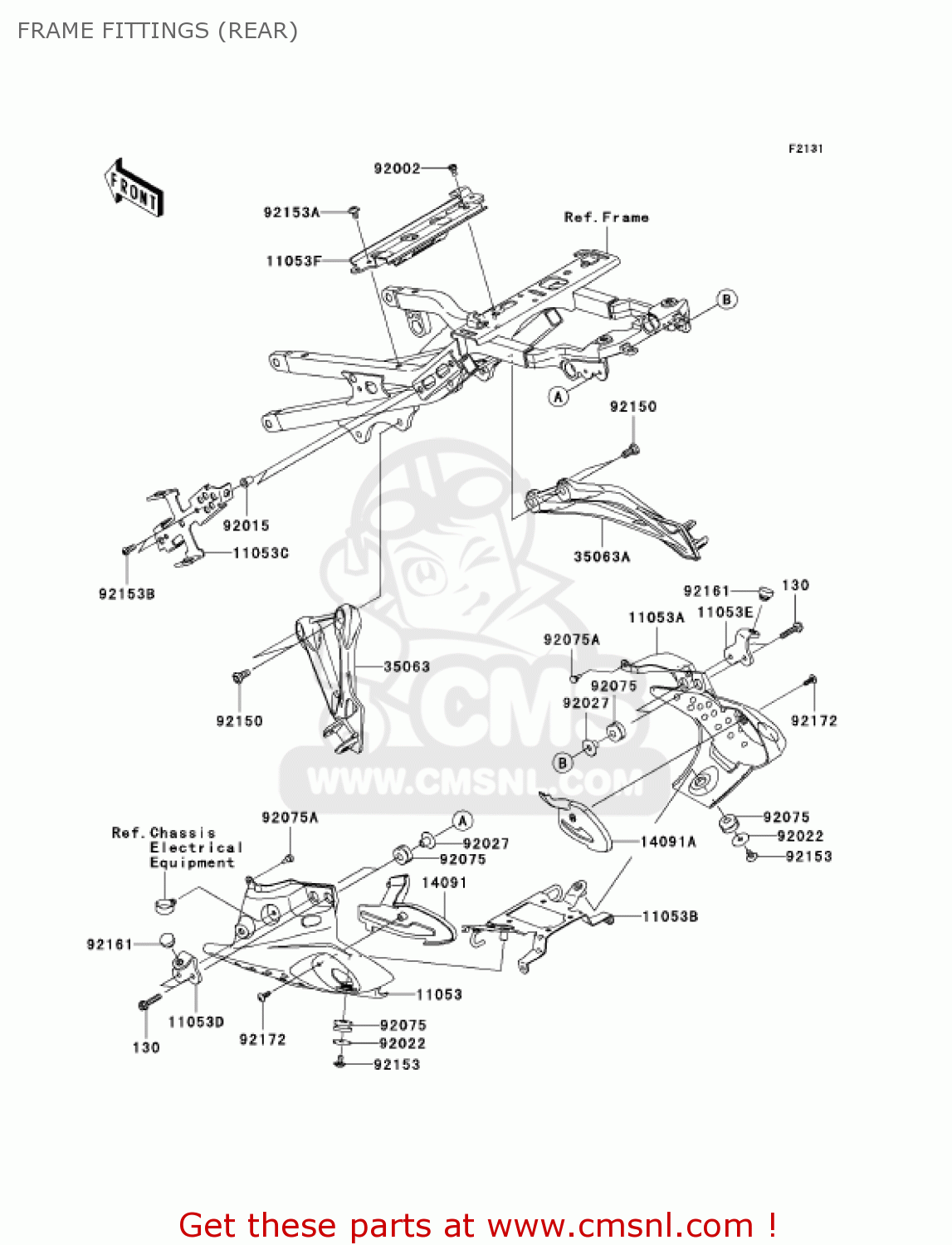 FRAME FITTINGS (REAR) ZX600N1 NINJA ZX6RR 2005 USA CALIFORNIA CANADA