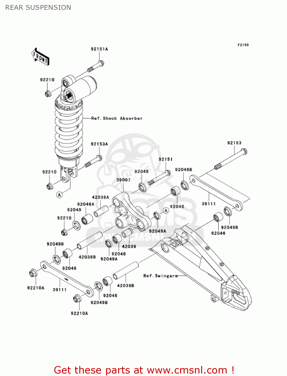 REAR SUSPENSION ZX600N1 NINJA ZX6RR 2005 USA CALIFORNIA CANADA