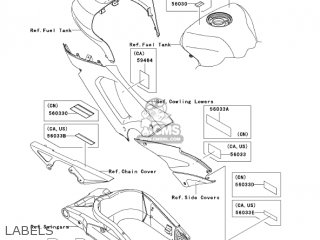 LABELS - ZX600N1 NINJA ZX6RR 2005 USA CALIFORNIA CANADA