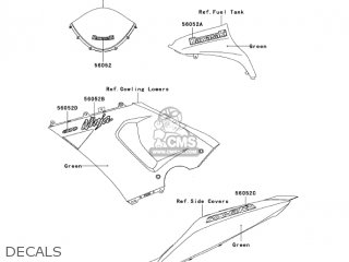 DECALS - ZX600N1 NINJA ZX6RR 2005 USA CALIFORNIA CANADA