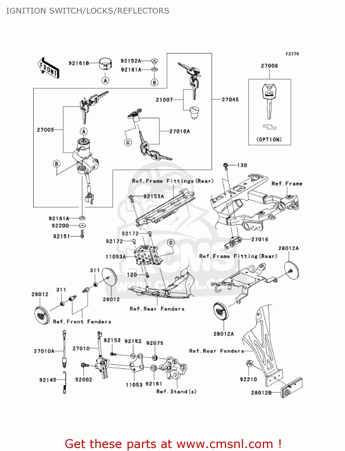IGNITION SWITCH/LOCKS/REFLECTORS ZX600N6F NINJA ZX6RR 2006 CALIFORNIA