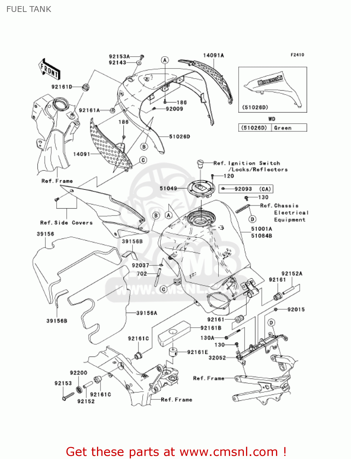 FUEL TANK ZX600N6F NINJA ZX6RR 2006 CALIFORNIA