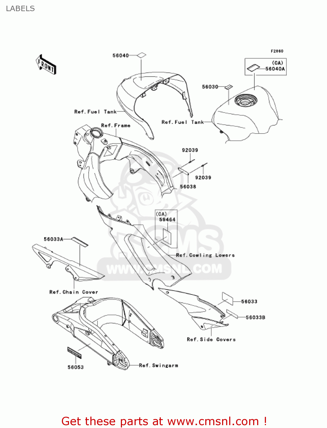 LABELS ZX600N6F NINJA ZX6RR 2006 CALIFORNIA