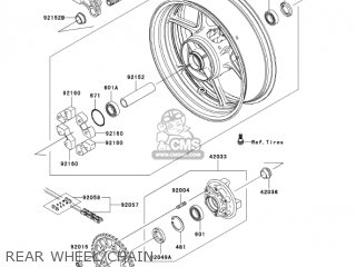 REAR WHEEL/CHAIN - ZX600N6F NINJA ZX6RR 2006 CALIFORNIA