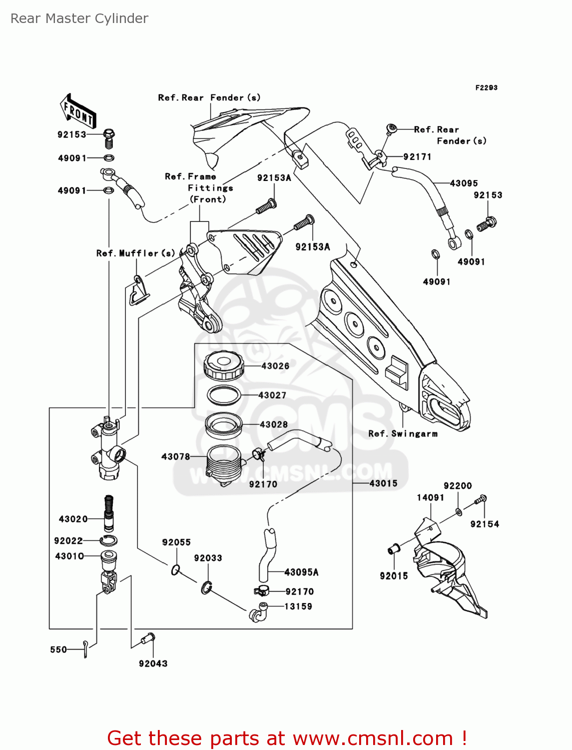 Kawasaki ZX600RAFA NINJA ZX6R 2010 USA Rear Master Cylinder buy