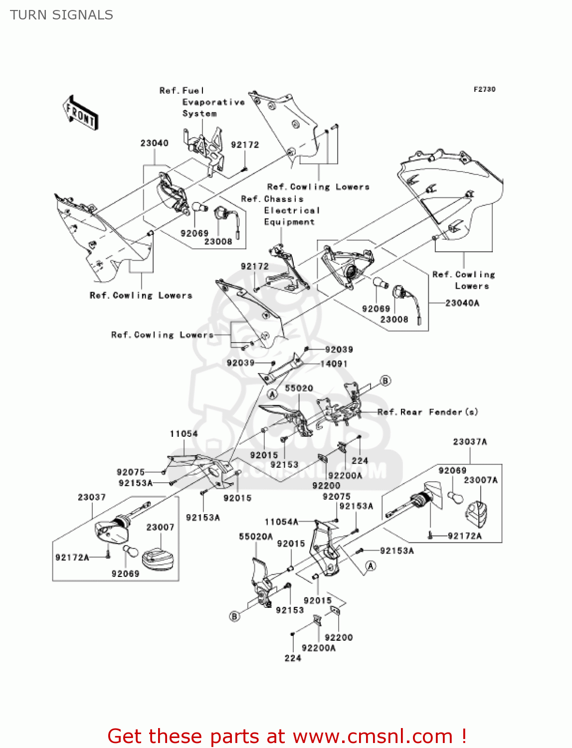 TURN SIGNALS ZX636B1 NINJA ZX6R 2003 USA CALIFORNIA CANADA