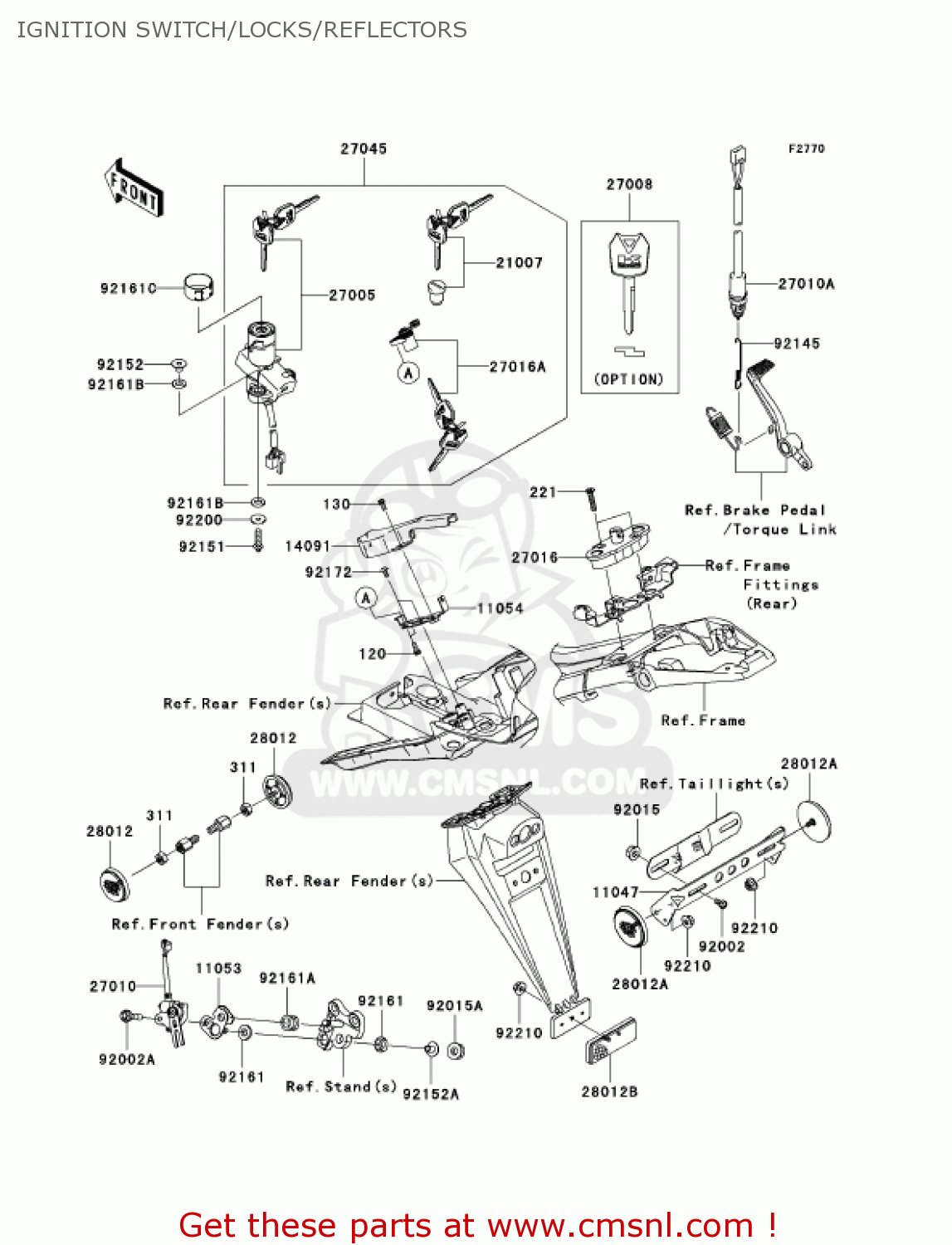 IGNITION SWITCH/LOCKS/REFLECTORS ZX636B1 NINJA ZX6R 2003 USA CALIFORNIA CANADA