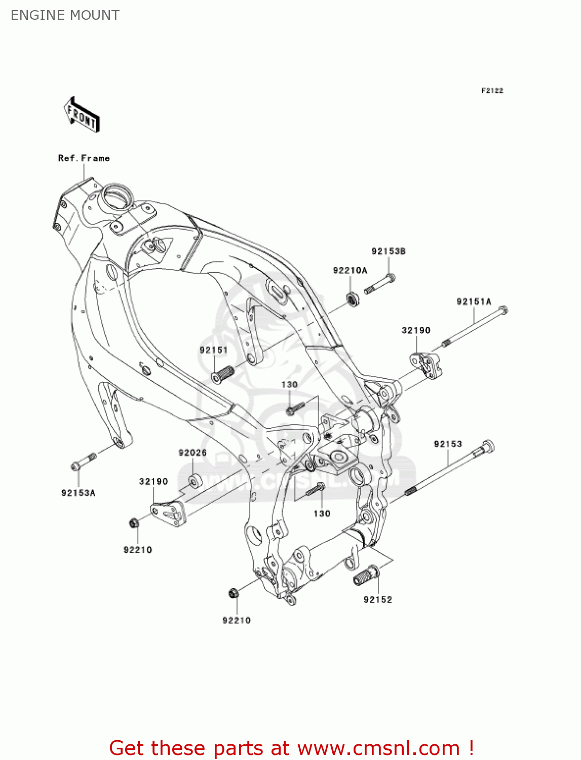 ENGINE MOUNT ZX636B1 NINJA ZX6R 2003 USA CALIFORNIA CANADA