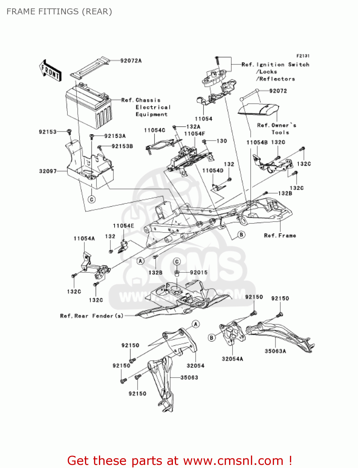 FRAME FITTINGS (REAR) ZX636B1 NINJA ZX6R 2003 USA CALIFORNIA CANADA