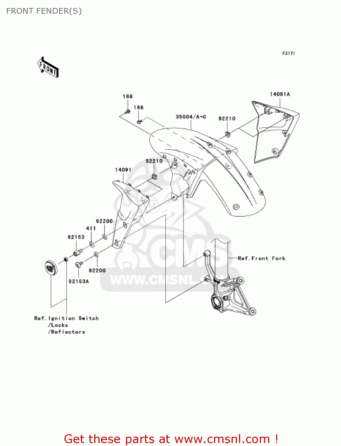 FRONT FENDER(S) ZX636B1 NINJA ZX6R 2003 USA CALIFORNIA CANADA