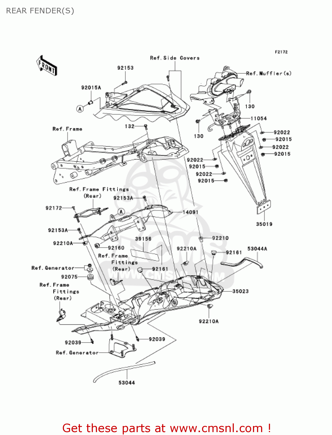 REAR FENDER(S) ZX636B1 NINJA ZX6R 2003 USA CALIFORNIA CANADA