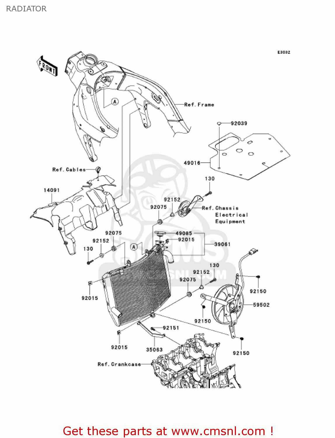 RADIATOR ZX636B1 NINJA ZX6R 2003 USA CALIFORNIA CANADA