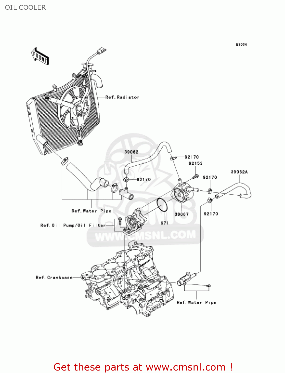 OIL COOLER ZX636B1 NINJA ZX6R 2003 USA CALIFORNIA CANADA