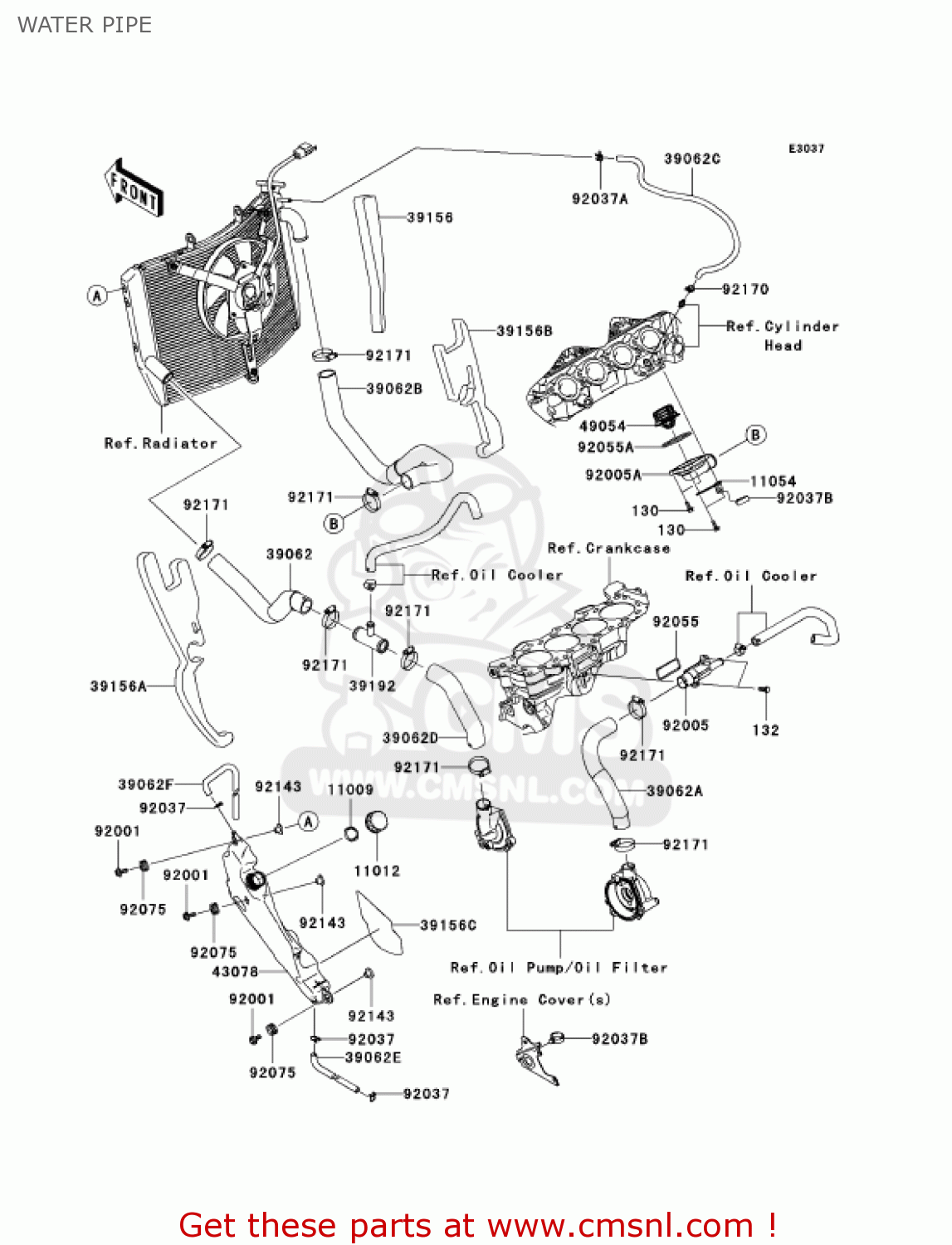 WATER PIPE ZX636B1 NINJA ZX6R 2003 USA CALIFORNIA CANADA