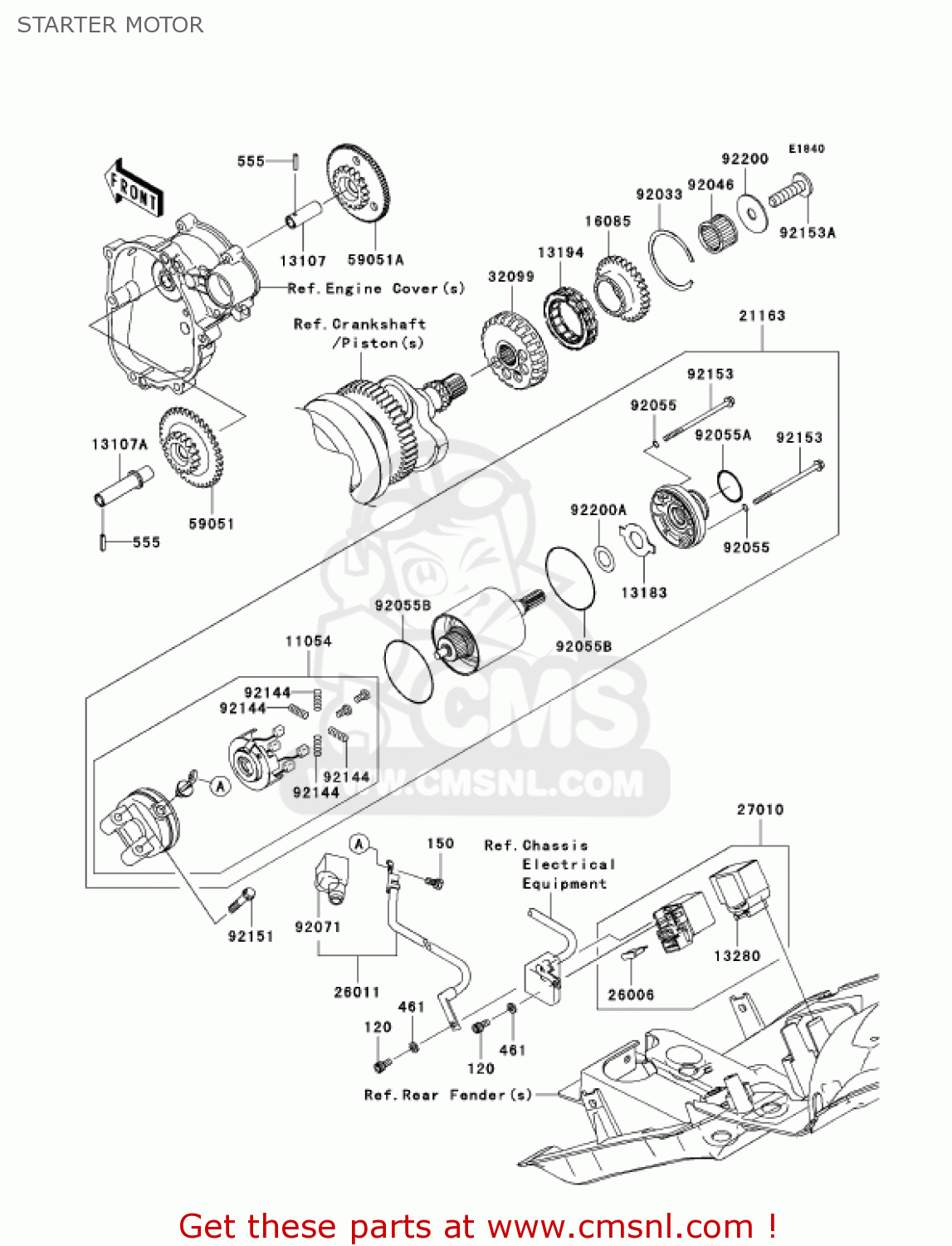 STARTER MOTOR ZX636B1 NINJA ZX6R 2003 USA CALIFORNIA CANADA